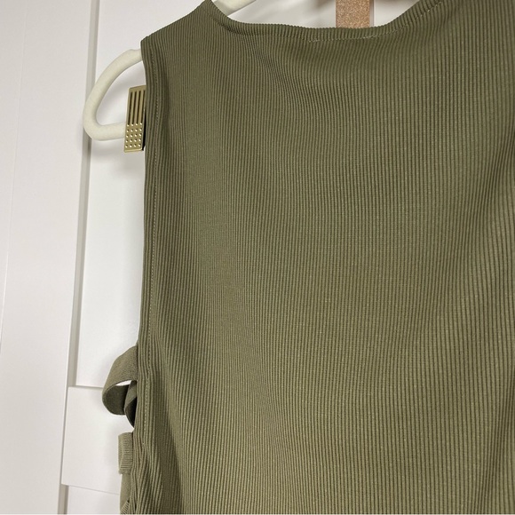 The Drop Ribbed Cutout Bodysuit with side straps - Olive Green - Size XXL - Picture 8 of 13